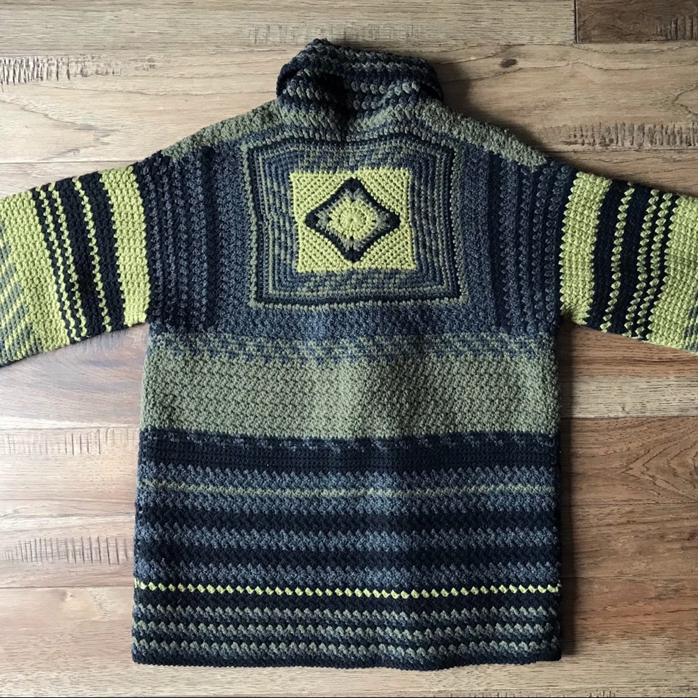 Cottagecore Patchwork Sweater Green Black Medium - image 1